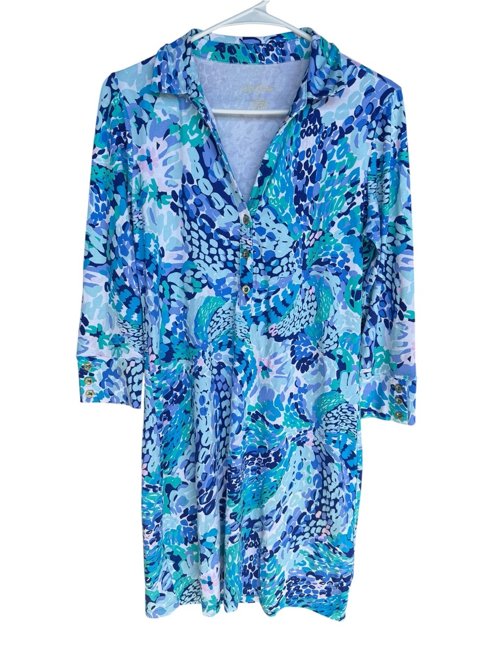 Lilly Pulitzer Blue Aqua Ansley Polo Collared Mini Dress